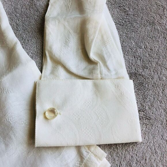 NWOT Como Sport Women’s Floral pattern Solid Cream Collared Long Sleeve Button D - Picture 10 of 16